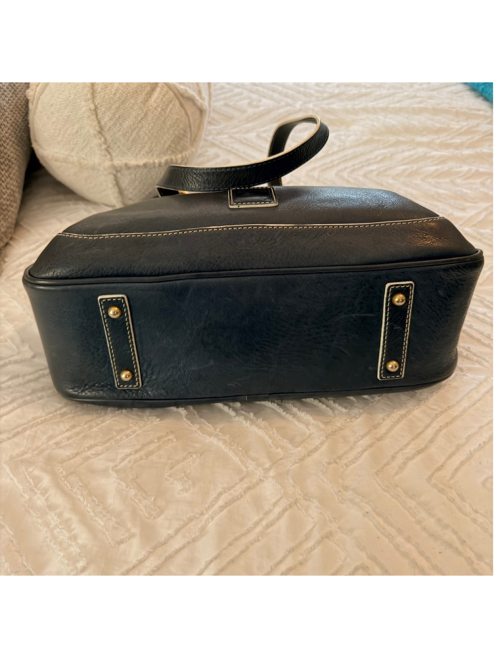 Dooney & Bourke Florentine Shopper Tote Gray Leather Shoulder Bag Tassels - Picture 11 of 17